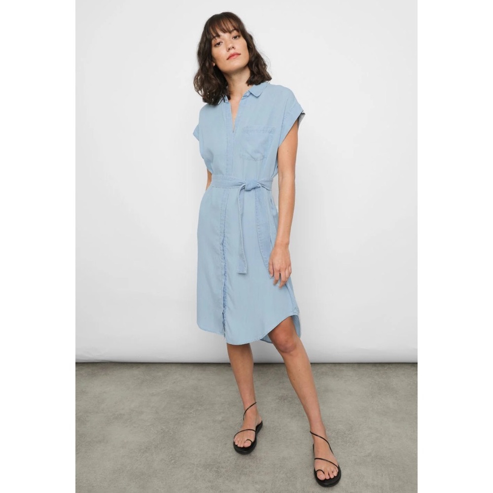 Rails "Maude" Chambray Midi Length Shirt Dress w/ Short Sleeves